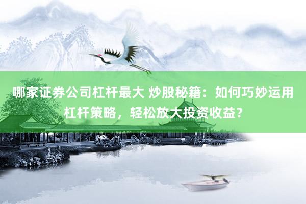 哪家证券公司杠杆最大 炒股秘籍：如何巧妙运用杠杆策略，轻松放大投资收益？