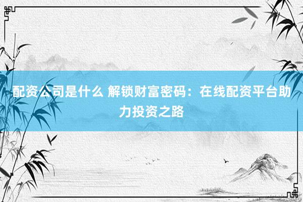 配资公司是什么 解锁财富密码：在线配资平台助力投资之路